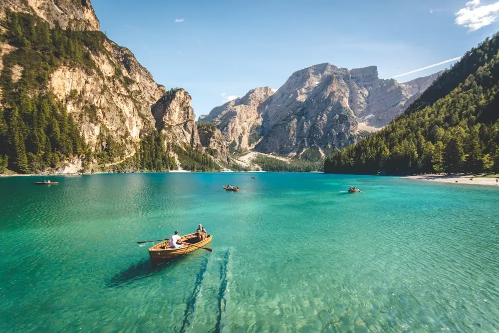 A quiet lake beneath the mountains